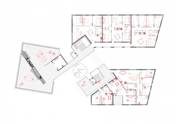 Plan Terrasse + Colocations / Jules MANSART & Boris DELAFOULHOUZE