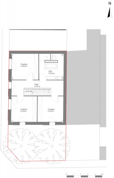 Maison des charmilles - plan R+1 1/100° / © Justine Reverchon Architecte