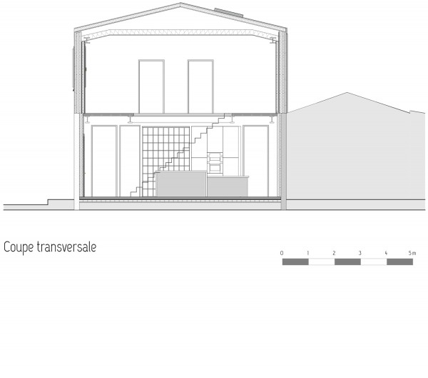 Maison des charmilles - Coupe 1/100° / © Justine Reverchon Architecte