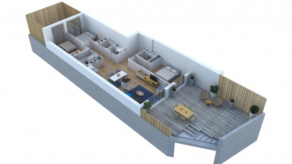 Axonométrie Logement Type T4 / KDSL Visualisation architecturale