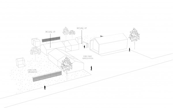 Le principe est d'organiser le développement du quartier en maîtrisant les entre-deux. Les espacements sont dimensionnés par avance et posent le cadre des implantations des volumes bâtis, maisons et murs de séparation. /