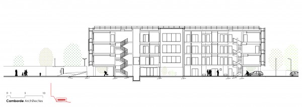 Coupe longitudinale / Camborde Architectes