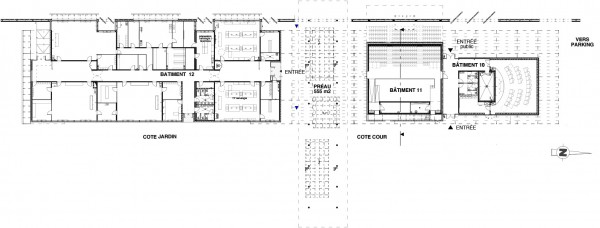 Plan de Rez-De-Chaussée/ pôle biotechnologie, salle d'oenologie et salle de conférence   / Agence Latour-Salier