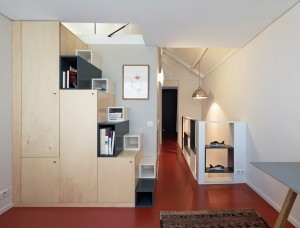 Vue du premier étage depuis le bureau-bibliothèque. / Vincent Monthiers ©