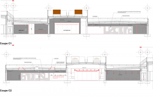 showroom lectra - coupes C1 et C2 / a_traits architecture