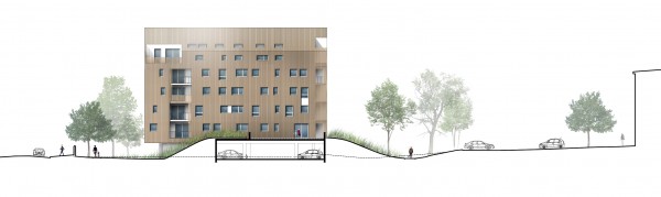 FACADE SUD BATIMENT D / FLINT