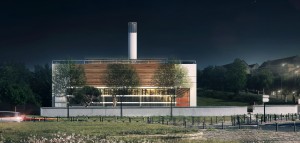 intégration dans le site avec CHU en fond de scène / N. Richelet