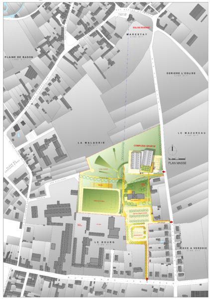 PLAN DE MASSE GENERAL - Contexte et église / Aacgr Architecte