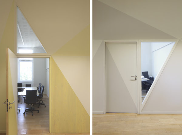 Cloison des bureaux à l'étage / Agnès Clotis