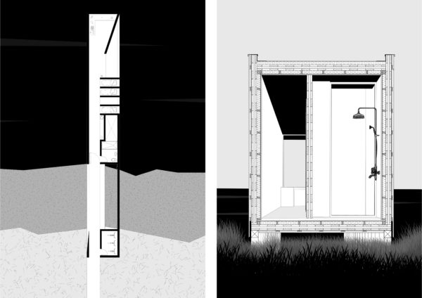 Plan et coupe du projet ecrin noir / Gautier BAUFILS