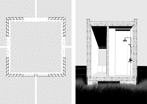 Plan et coupe du projet cloitre perdu / Gautier BAUFILS