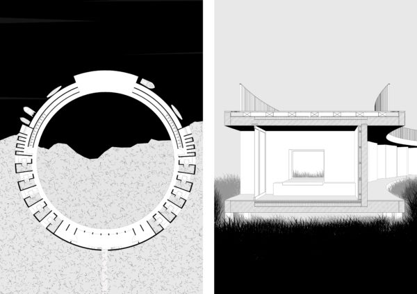 Plan et coupe du projet orbe secret / Gautier BAUFILS