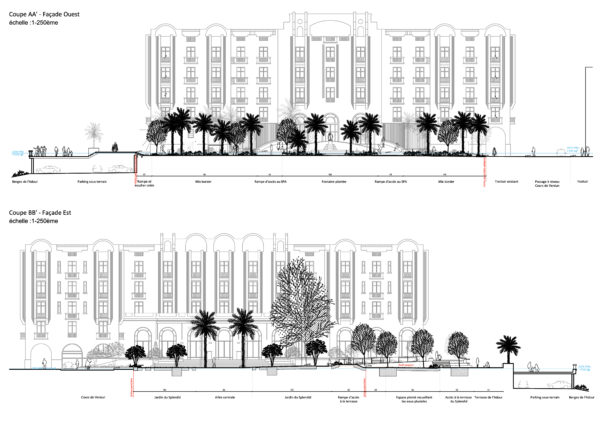 Coupes transversales des façades / EXIT Paysagistes