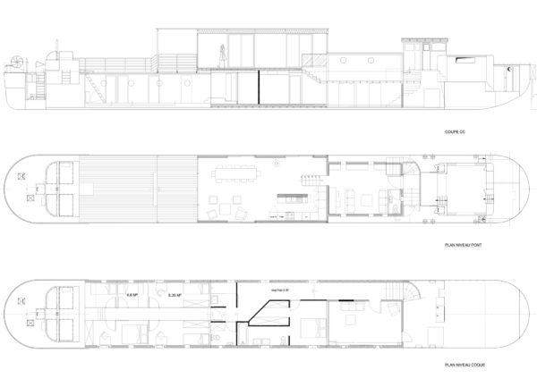 plans et coupe en long / HOERNER ORDONNEAU architectures