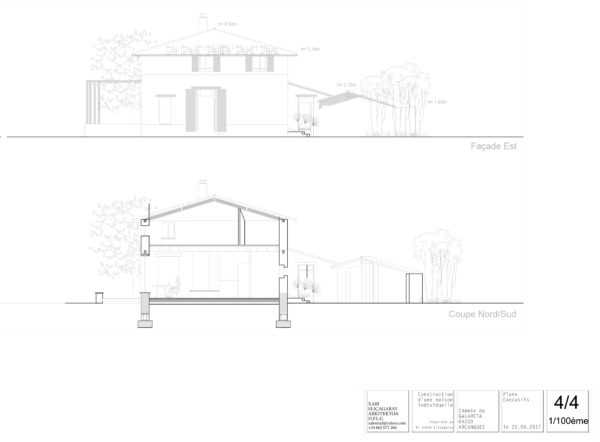 Façade Est et Coupe / 