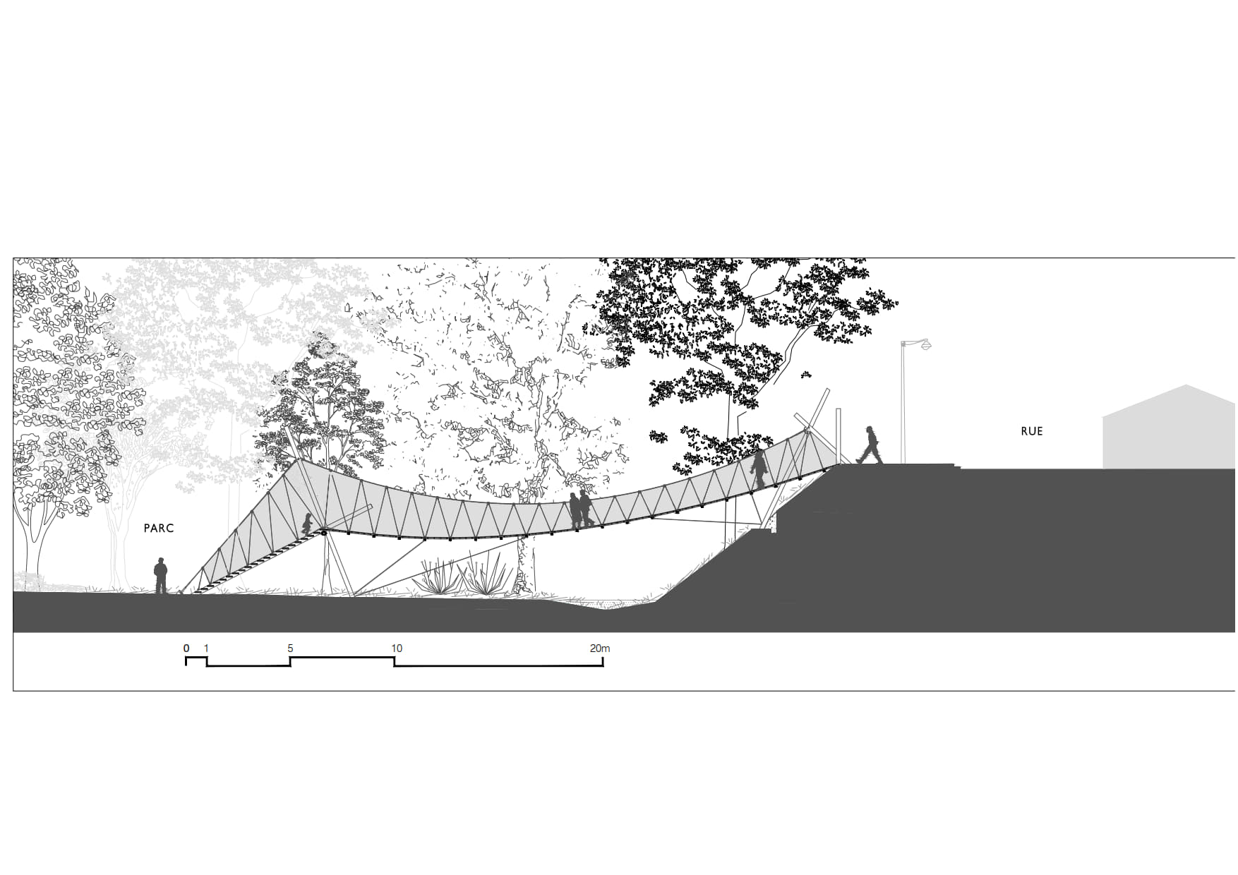 Le pont suspendu de la chênaie - coupe / moonwalklocal