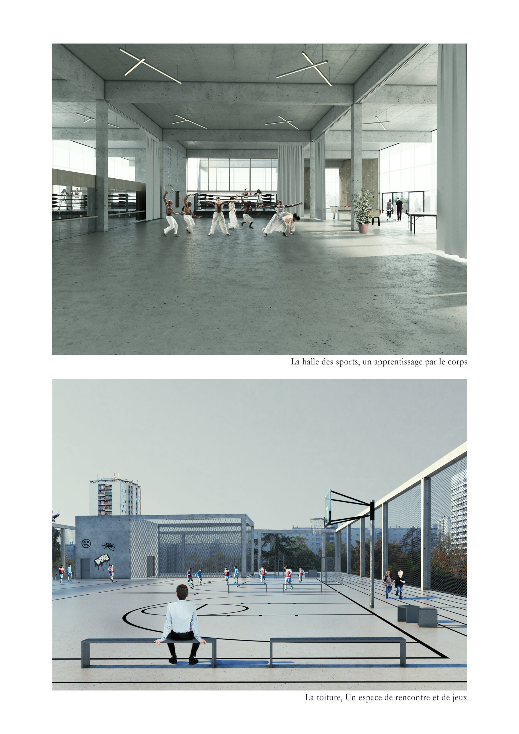 Image de la hall sportive et de la toiture / Gautier BAUFILS & Gaspard JOURNET