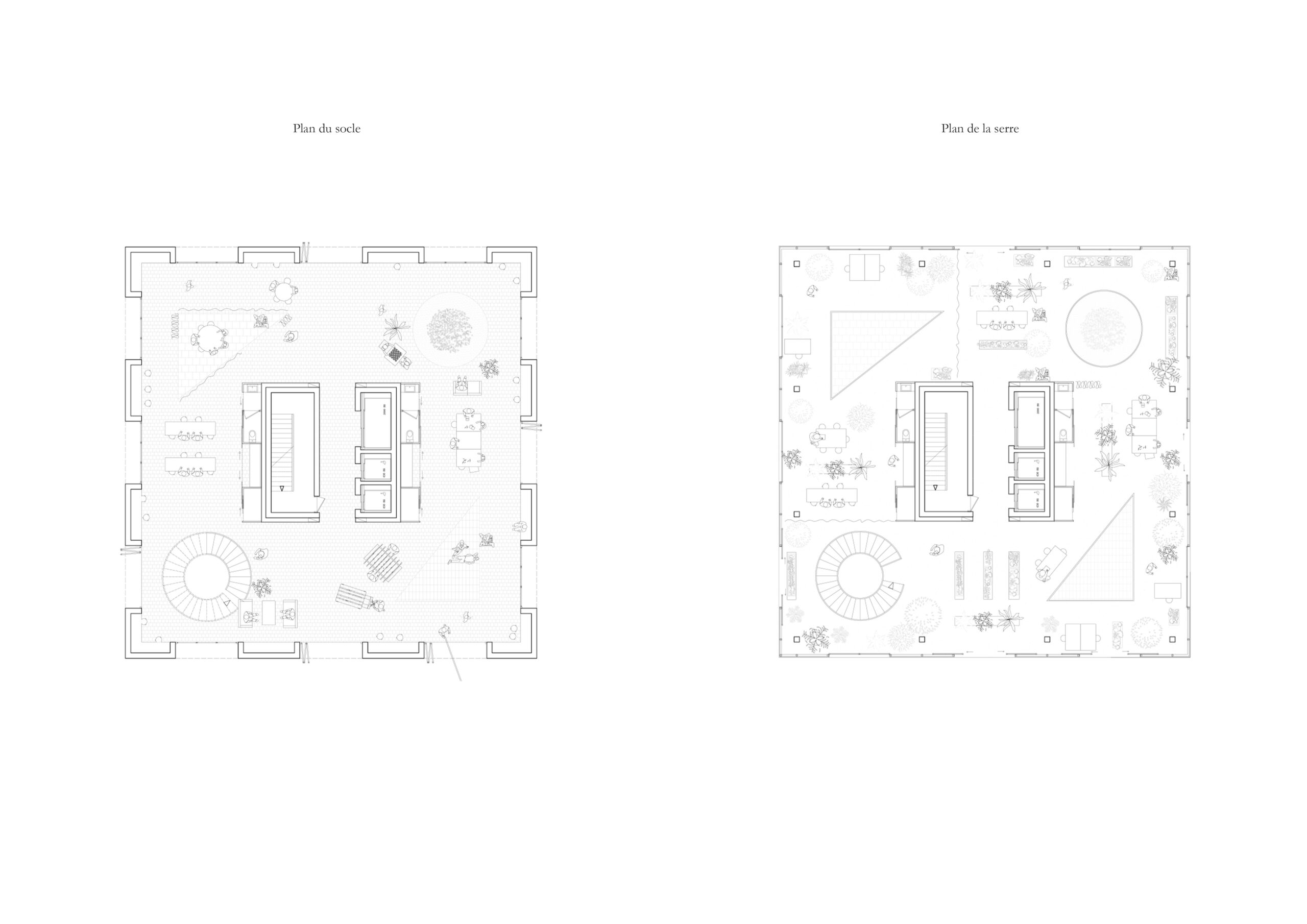Plans socle et serre / Gautier BAUFILS & Gaspard JOURNET