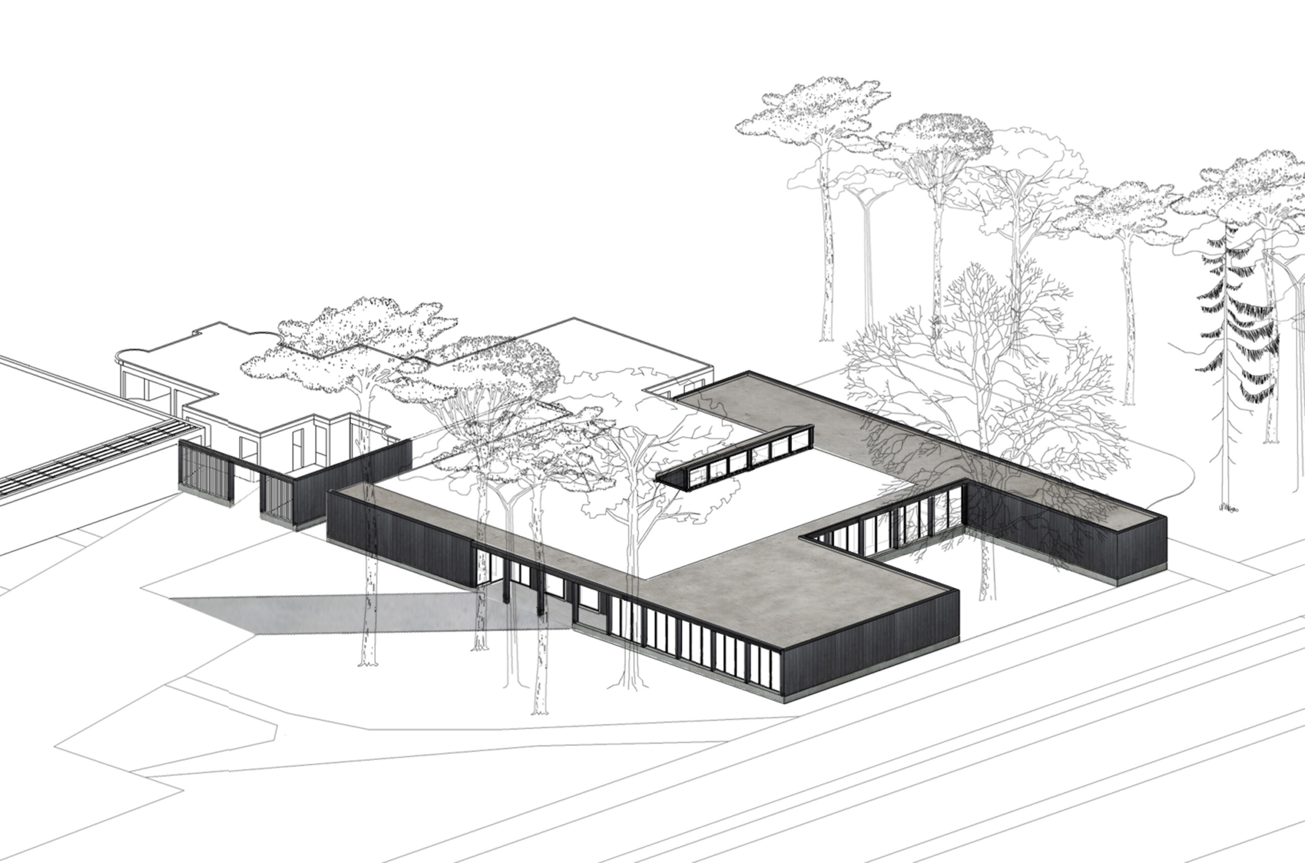 axonométrie bâtiment existant + existant / esnardsanz architectes