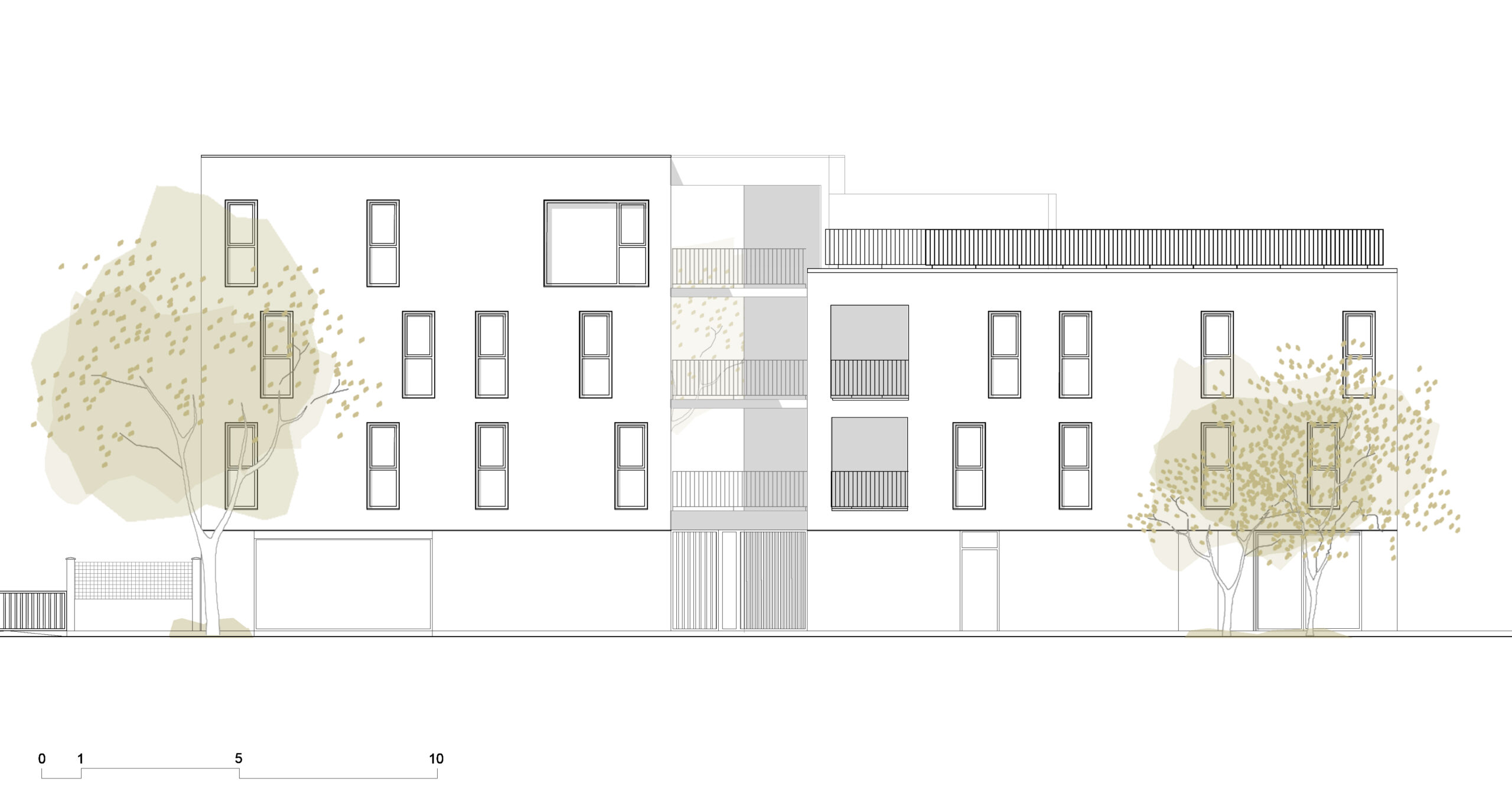 façade est sur rue gambetta / esnardsanz architectes