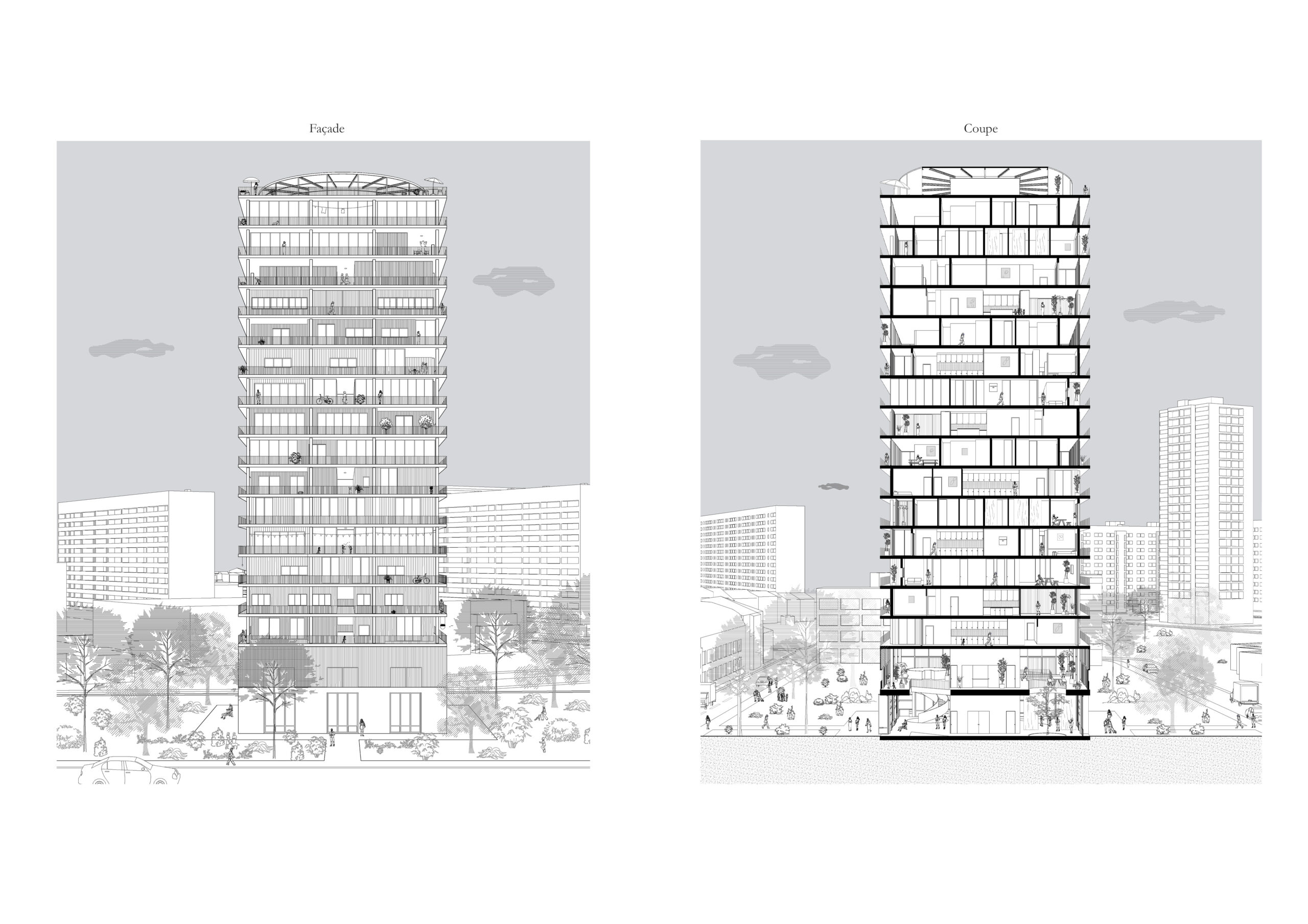 Facade & coupe / Gautier BAUFILS & Gaspard JOURNET