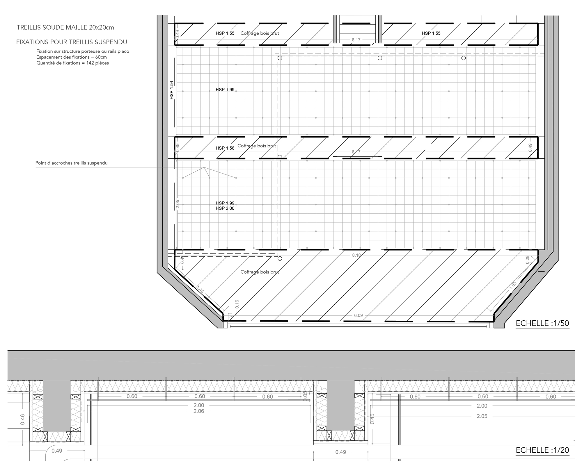 PISSENLIT_ Détail pout habillage plafons / Acosa architectes
