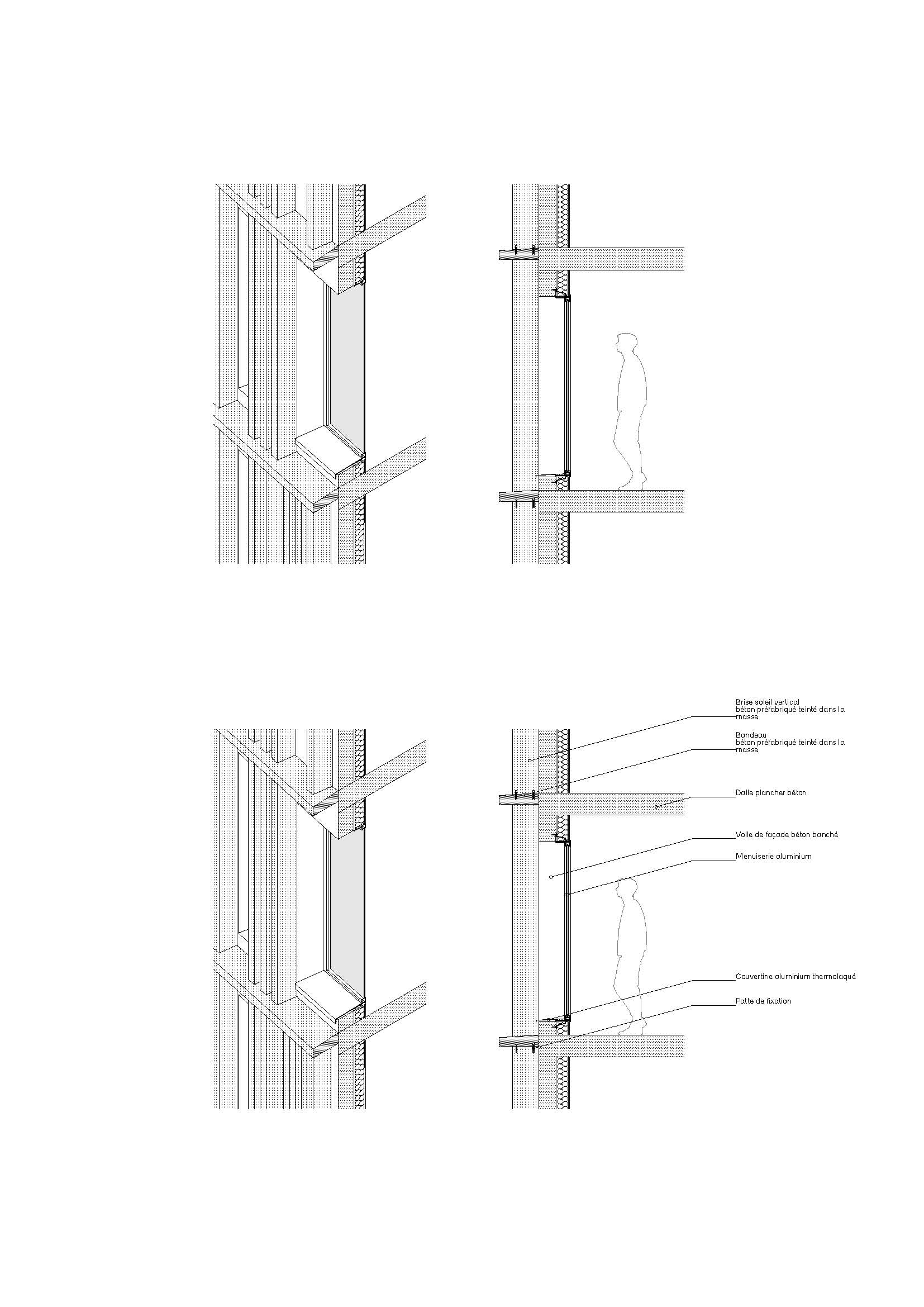 Détail constructif de la façade de l'extension / © Atelier Cambium