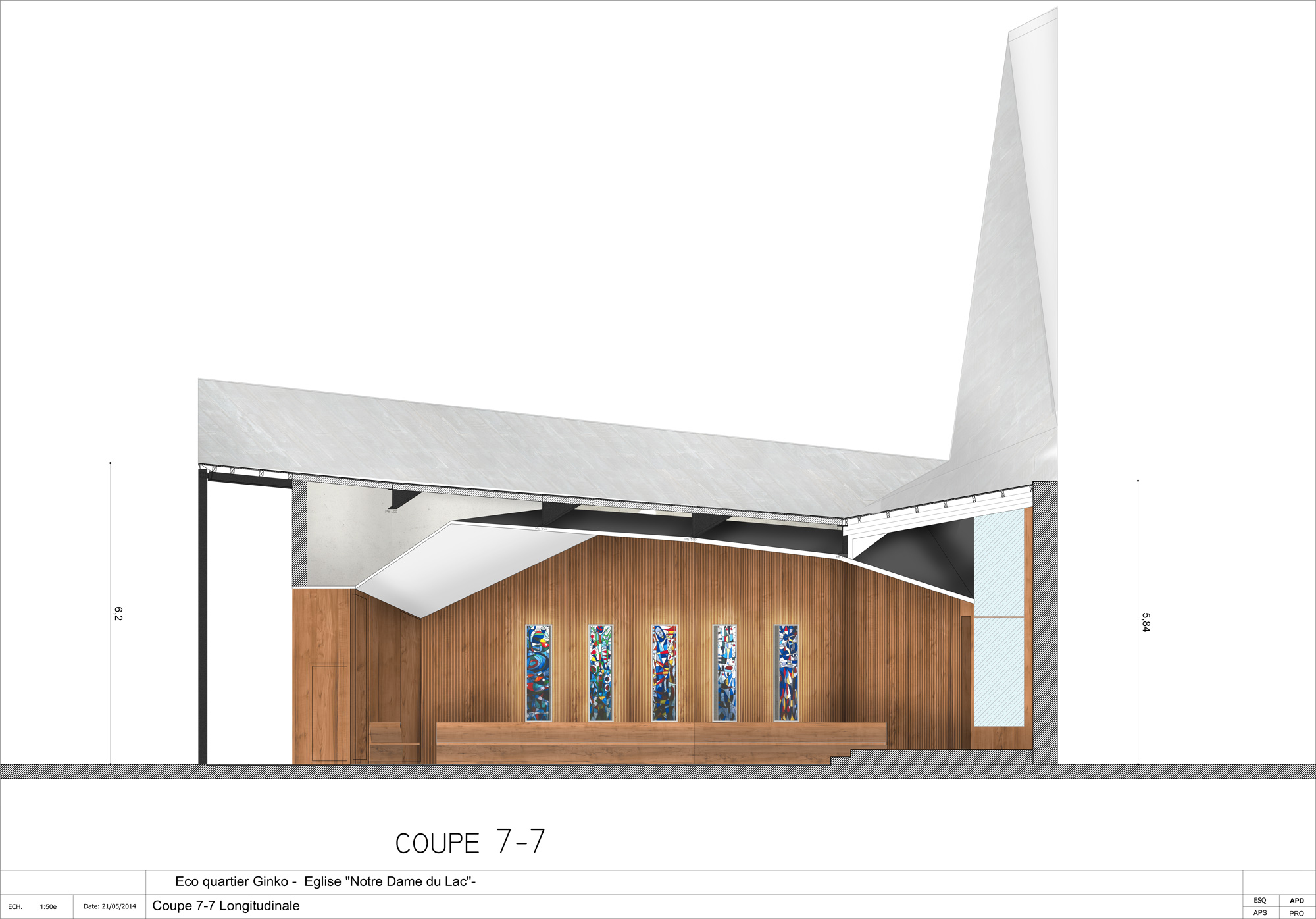 coupe sur vitraux /