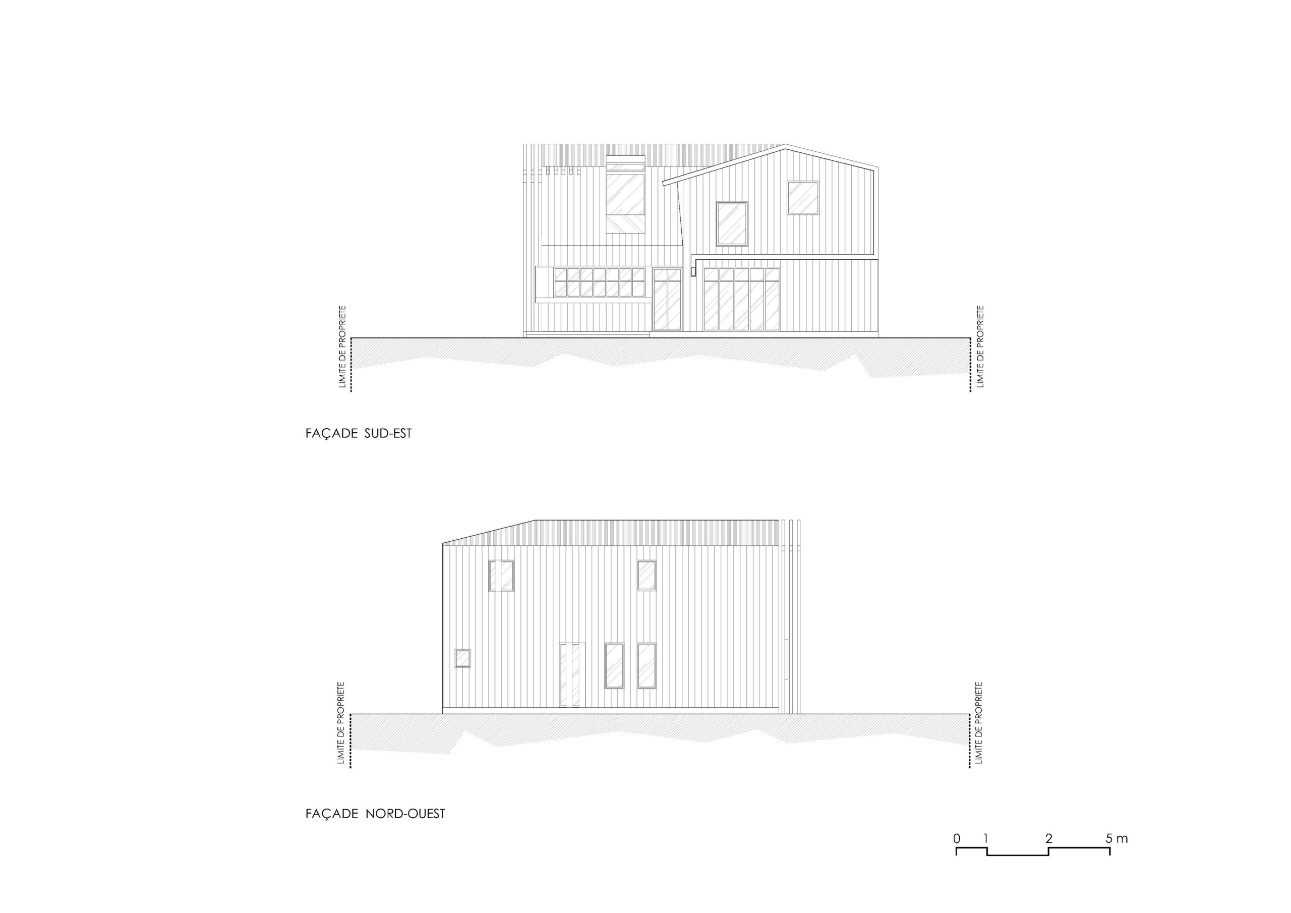 Facade Sud-Est et Nord-ouest / florent pasquier architecte DPLG