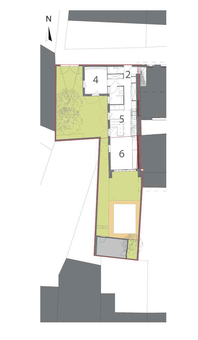 PLAN RDC B76 3 Entrée 4 Ch et SDE 5 Cuisine 6 Salon / Justine Reverchon Architecte