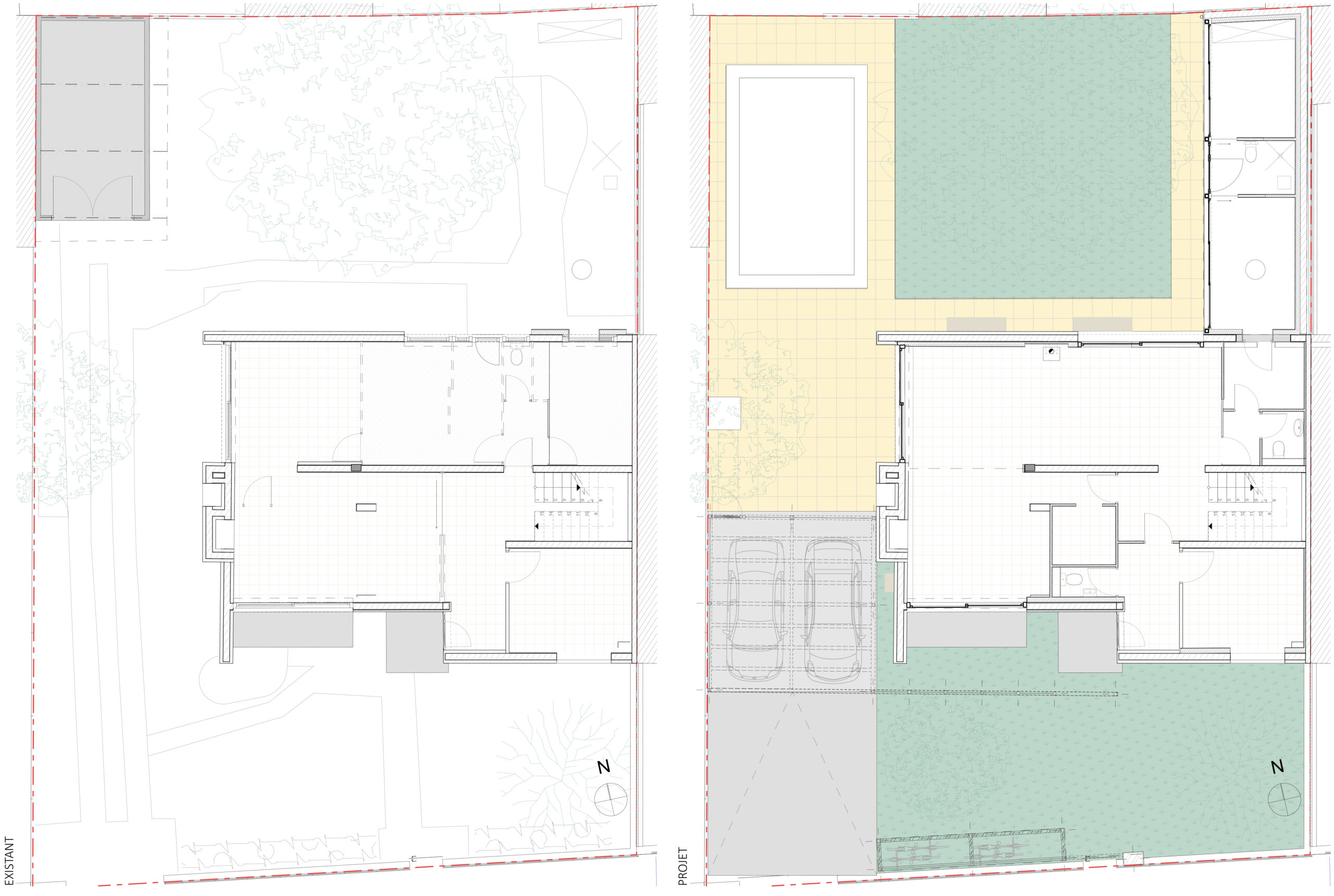 Maison L plan RDC / Justine Reverchon Architecte