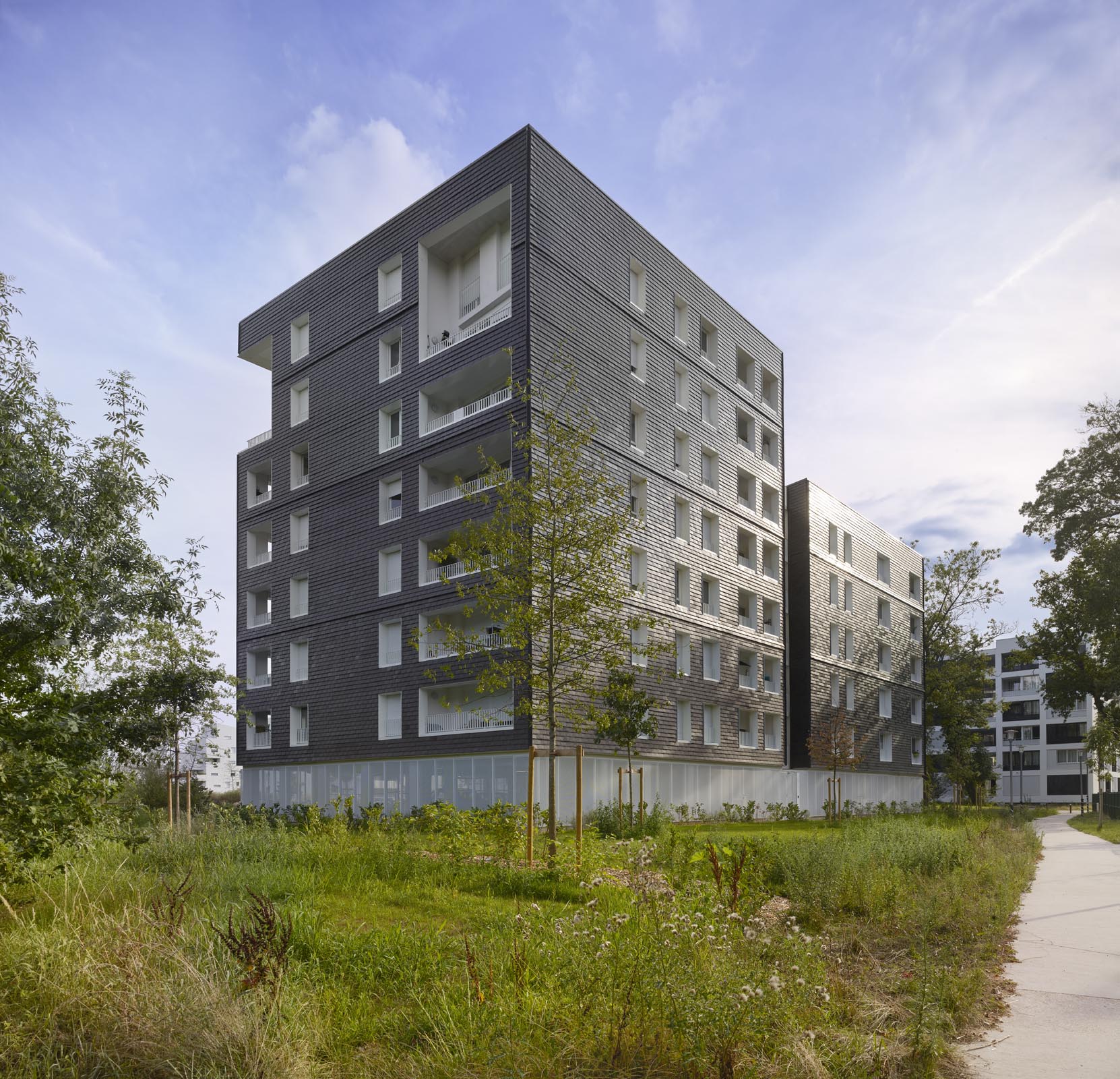 Effet de pixellisation des façades en tuile / Roland Halbe