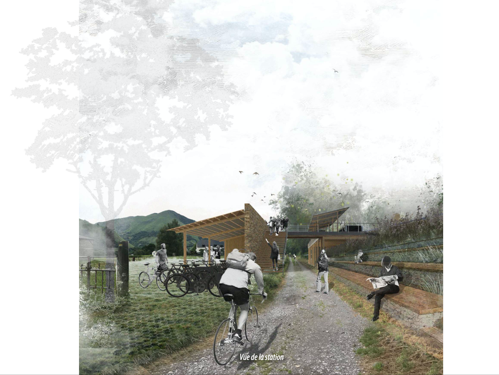 Station navette du Saillet, consigne solidaire, station vélos et borne libre service / Marie Werbrouck