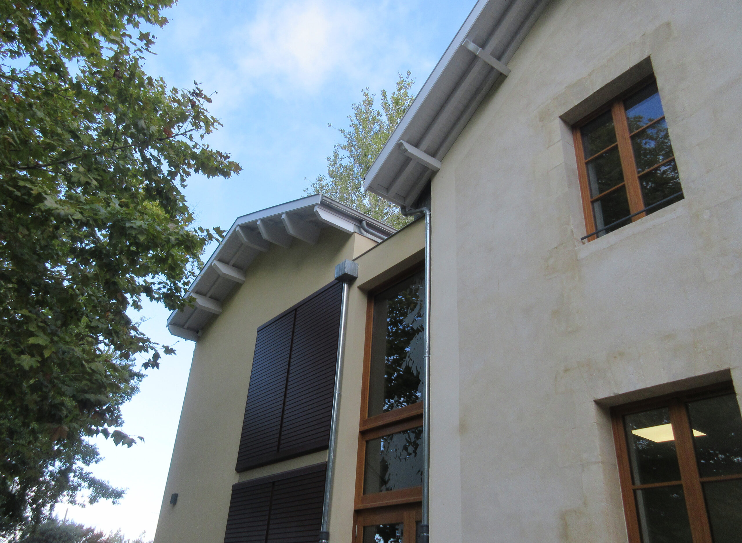 Détail sur la façade arrière / Tratteggio architecture