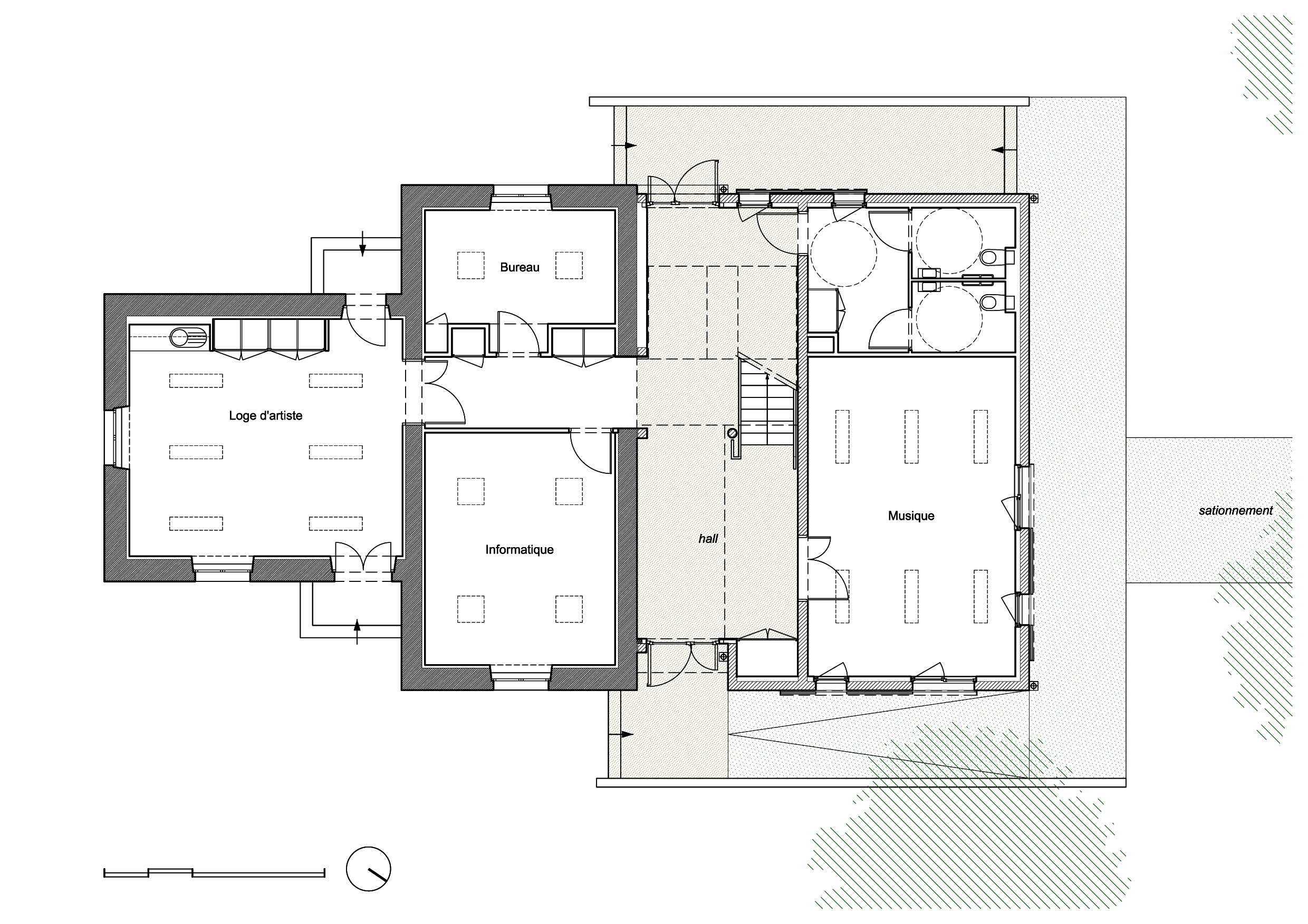Plan du rez-de-chaussée / Tratteggio architecture