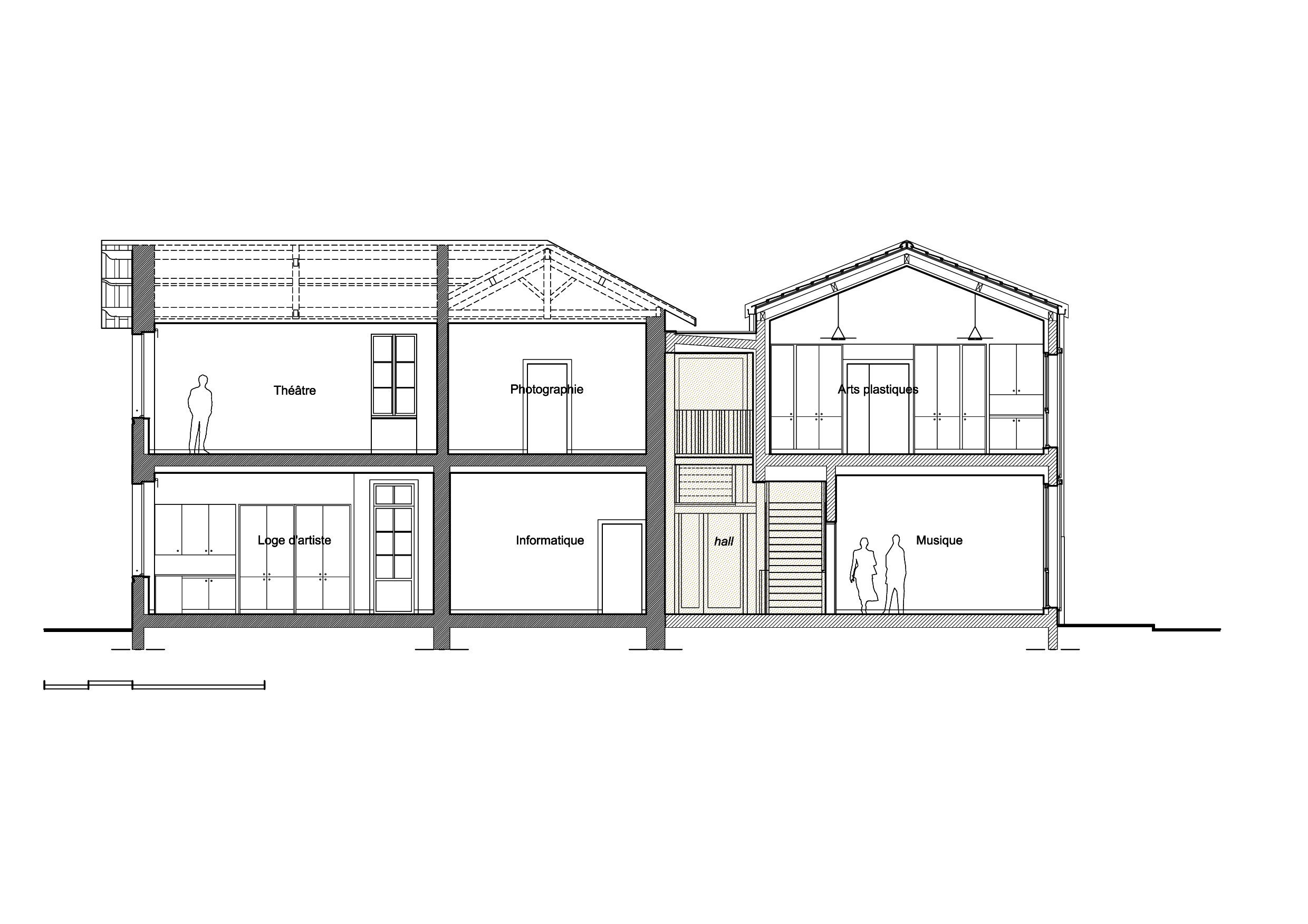 Coupe longitudinale / Tratteggio architecture