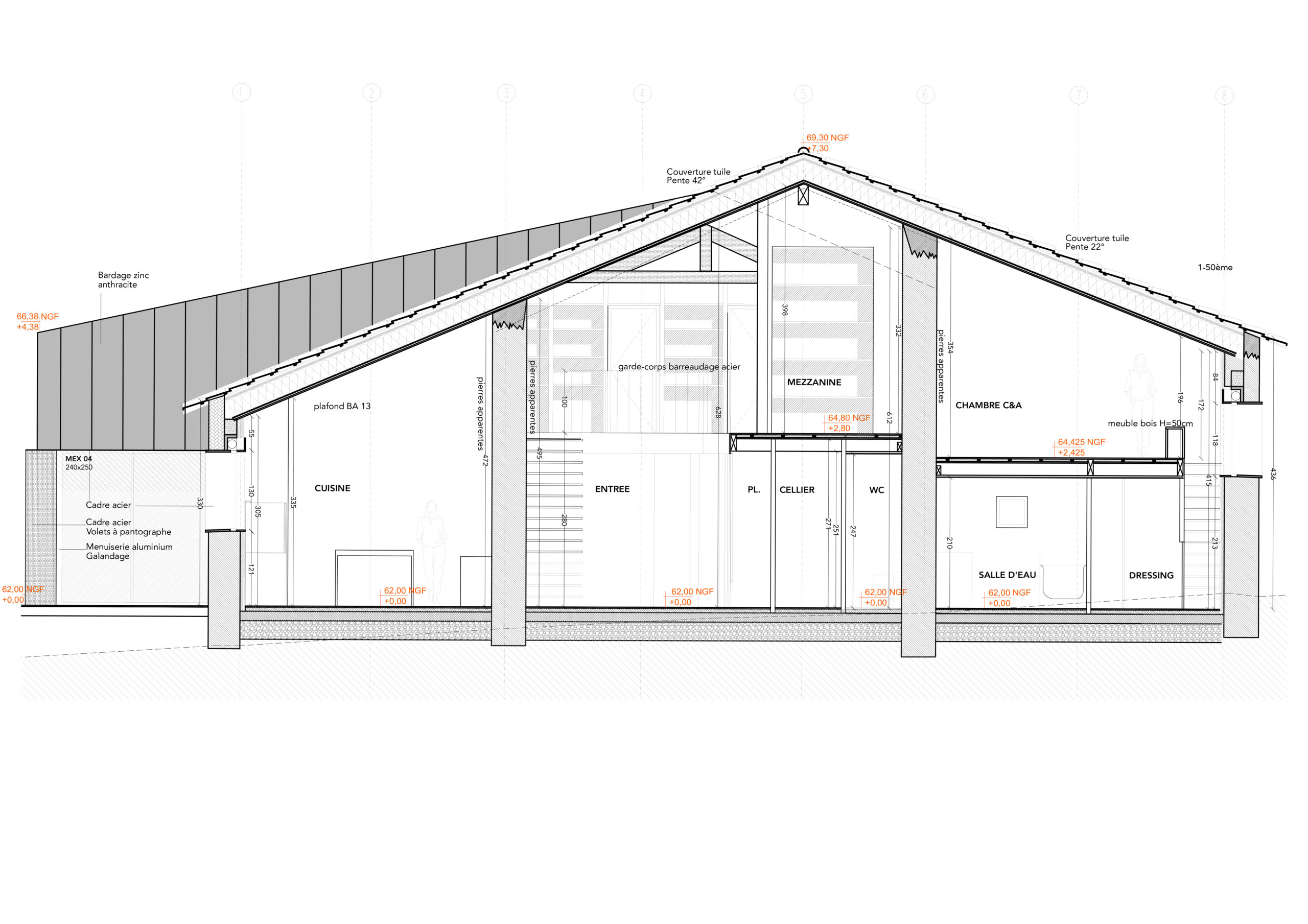 coupe bb / Claire Archimbaud Architecte