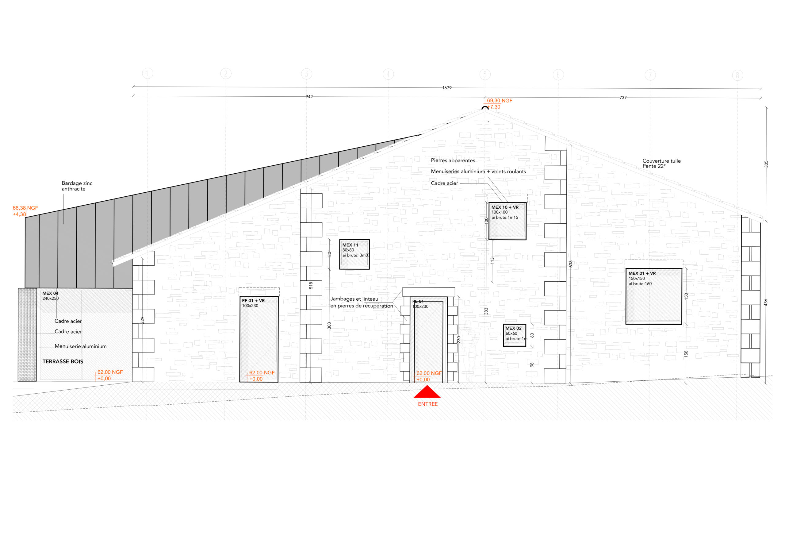 Façade sud-est / Claire Archimbaud Architecte