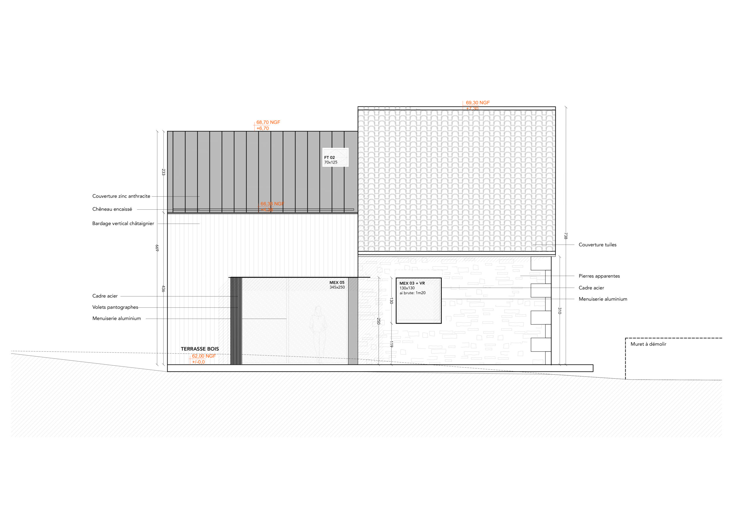 Façade sud-ouest / Claire Archimbaud Architecte