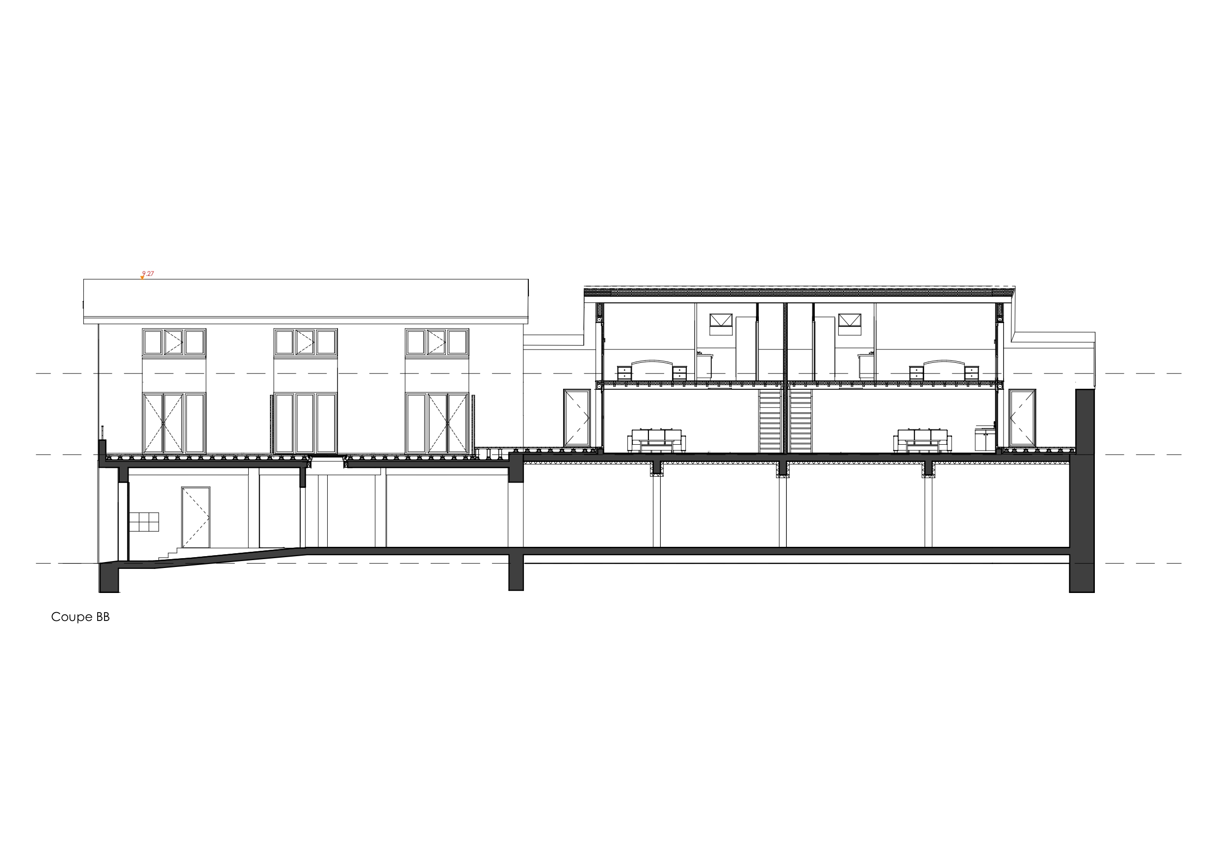 Coupe Façade Sud / AW architecture et ingénierie