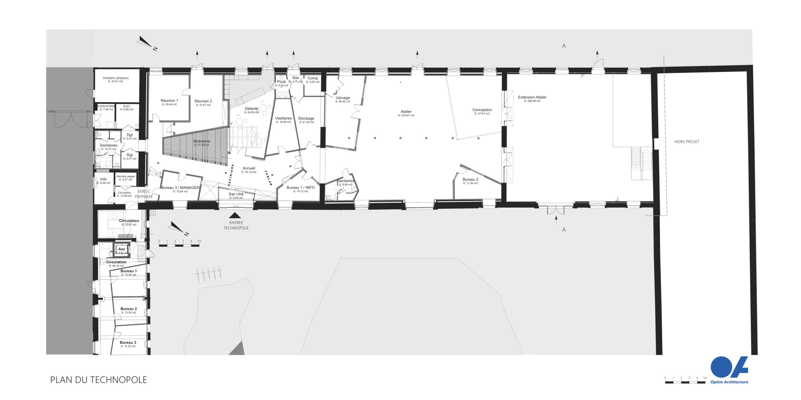 Plan du projet TECHNOPOLE / Optim'Architecture