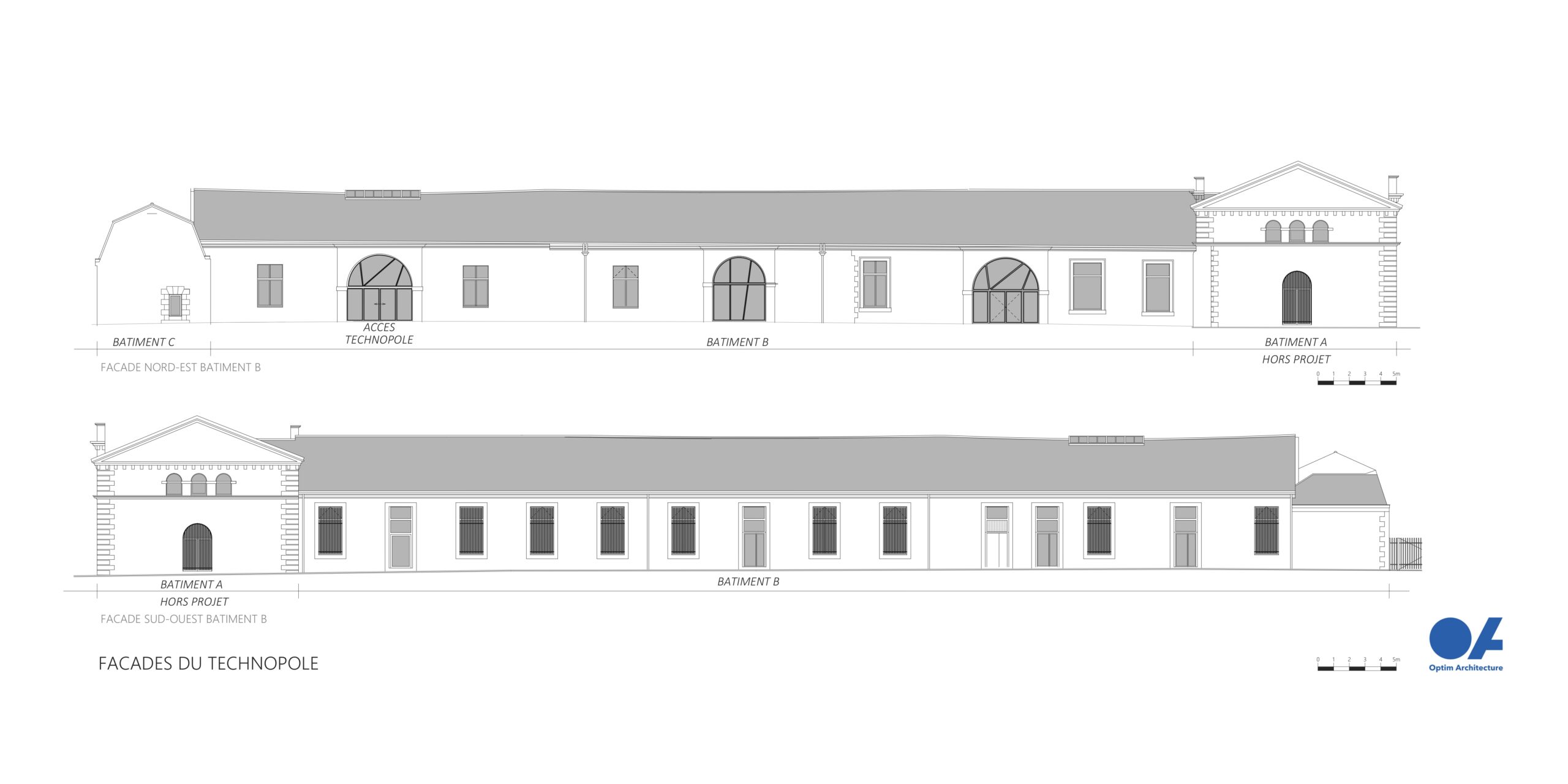 Façades du TECHNOPOLE / Optim'Architecture