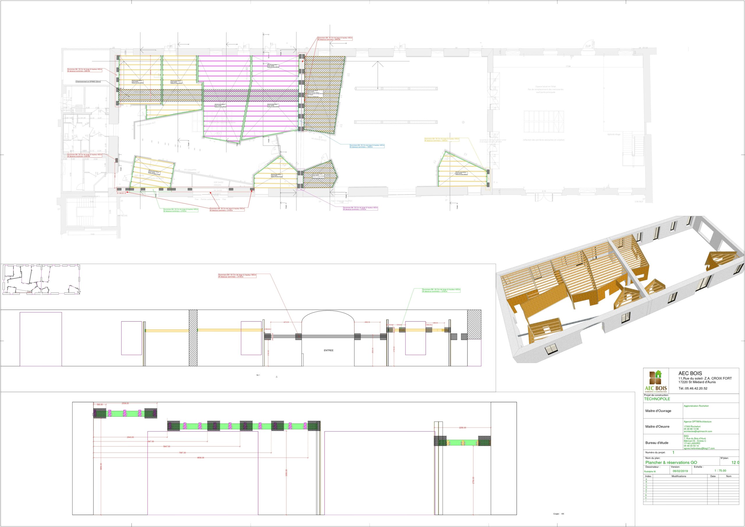 Plancher bois plans techniques / Optim'Architecture