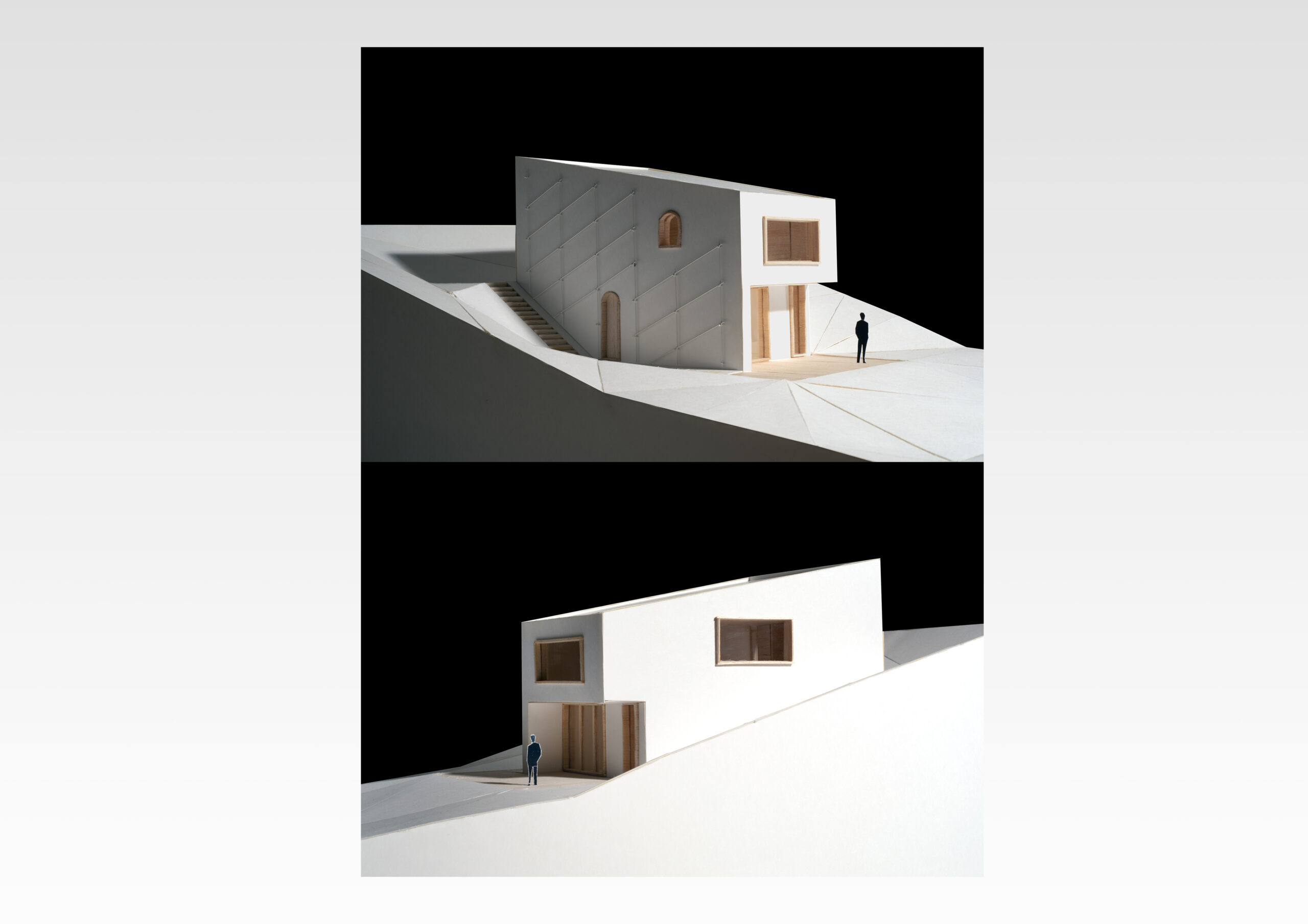 Vue du projet en maquette depuis les Nord puis le Sud / B+L ARCHITECTES