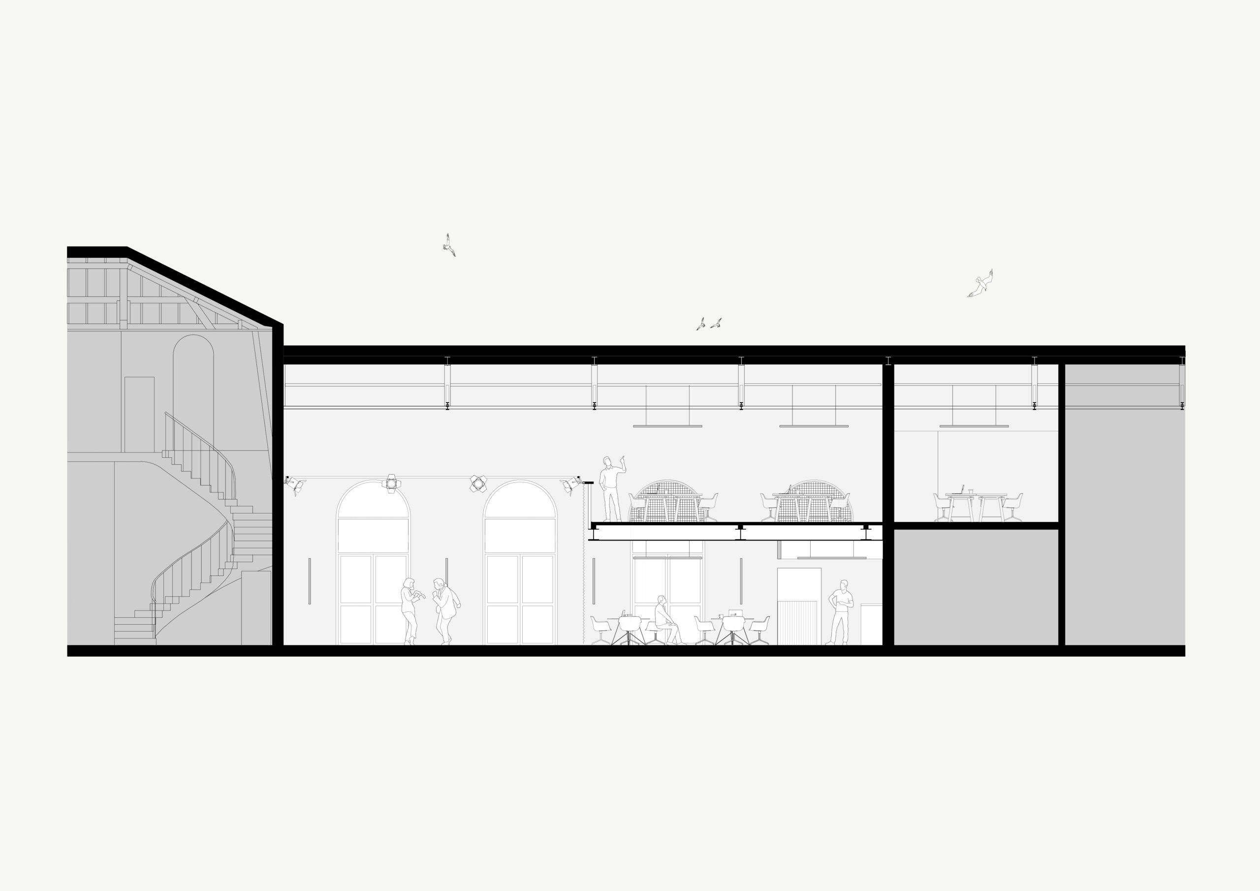 Coupe longitudinale / B+L ARCHITECTES