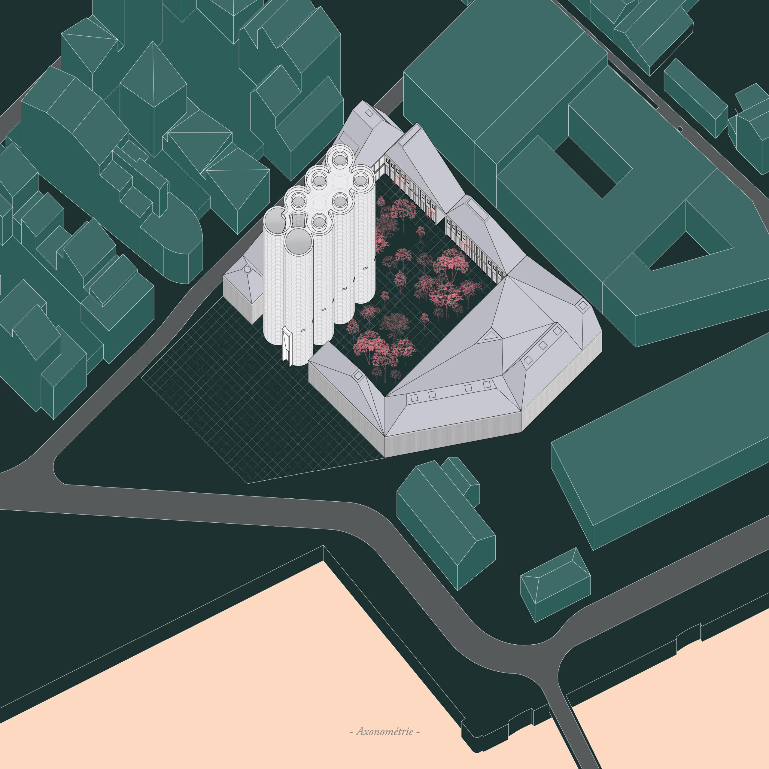 Axonométrie du projet / Alexandre Nikolopoulos