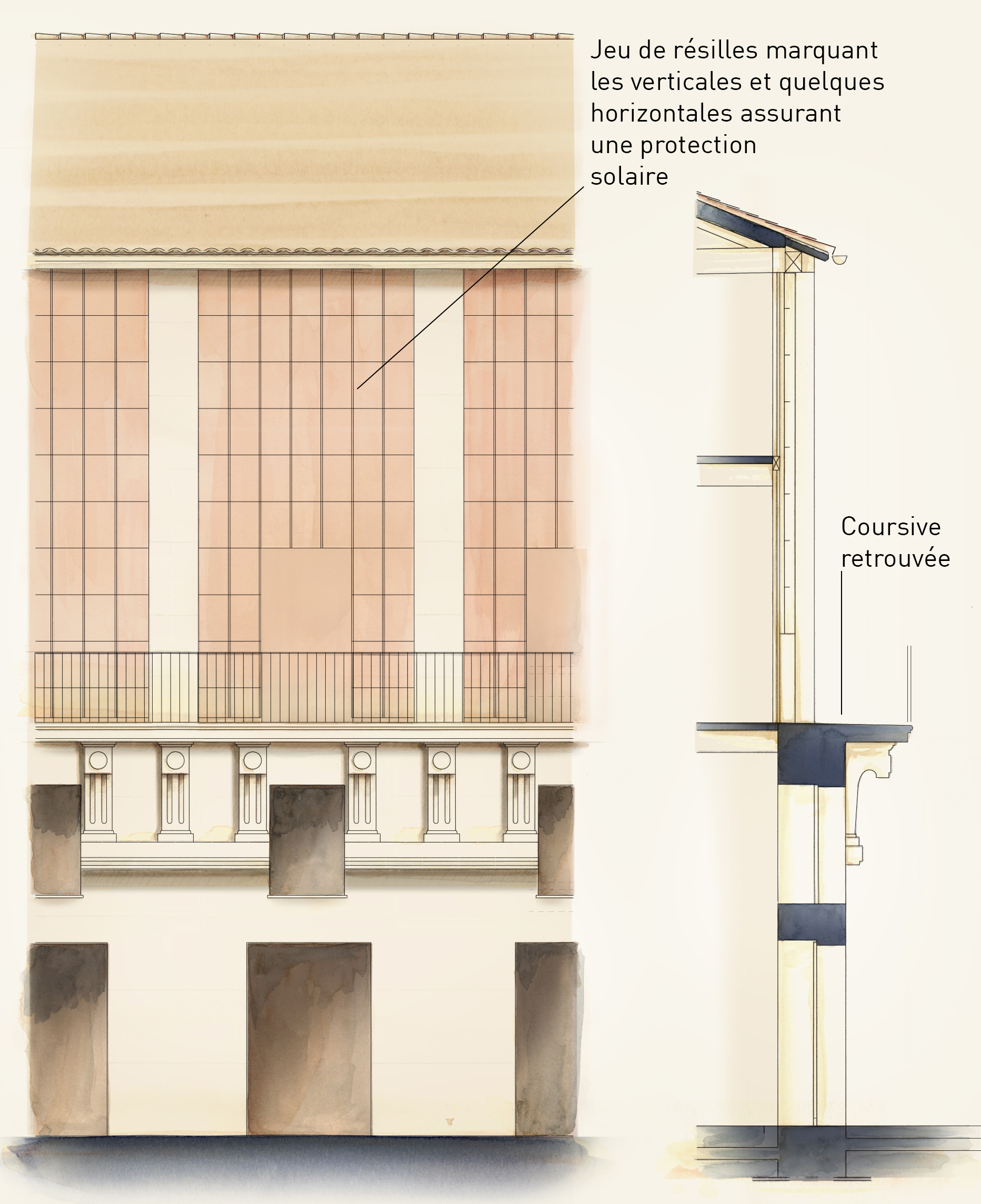 Ecole 42 - Détail du brise soleil / Atelier du trait / Bea Toa
