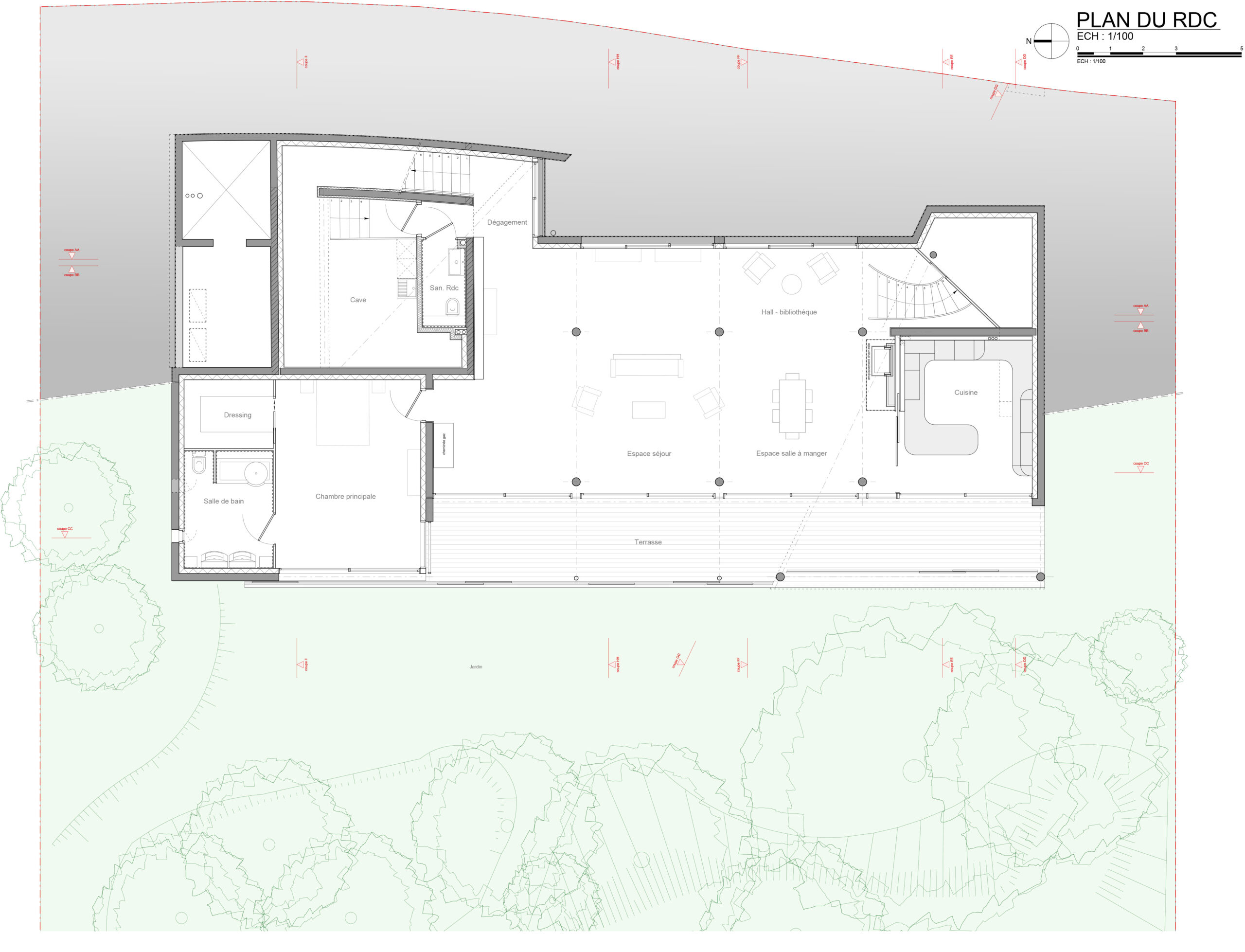 Plan Rez de Plage / AACGR