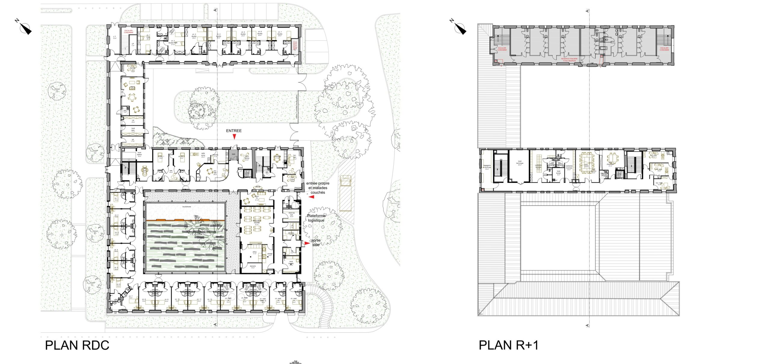 Plans RDC et R+1 / TLR architecture